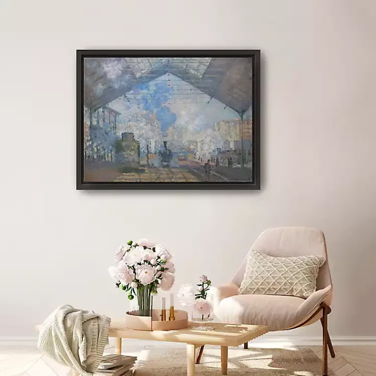 Canvas Art-Kirklands Home La Gare Saint-Lazare Framed Canvas Art Print Blue