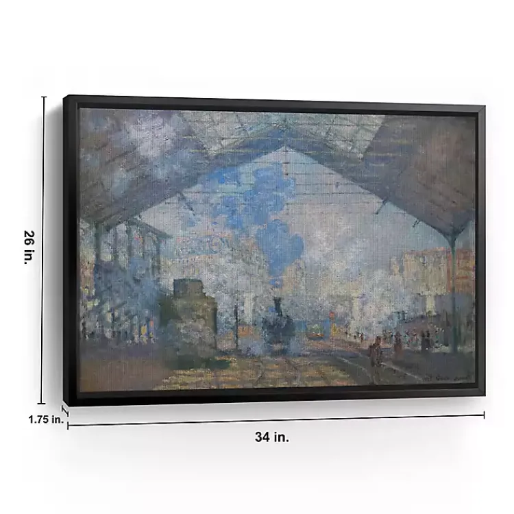 Canvas Art-Kirklands Home La Gare Saint-Lazare Framed Canvas Art Print Blue