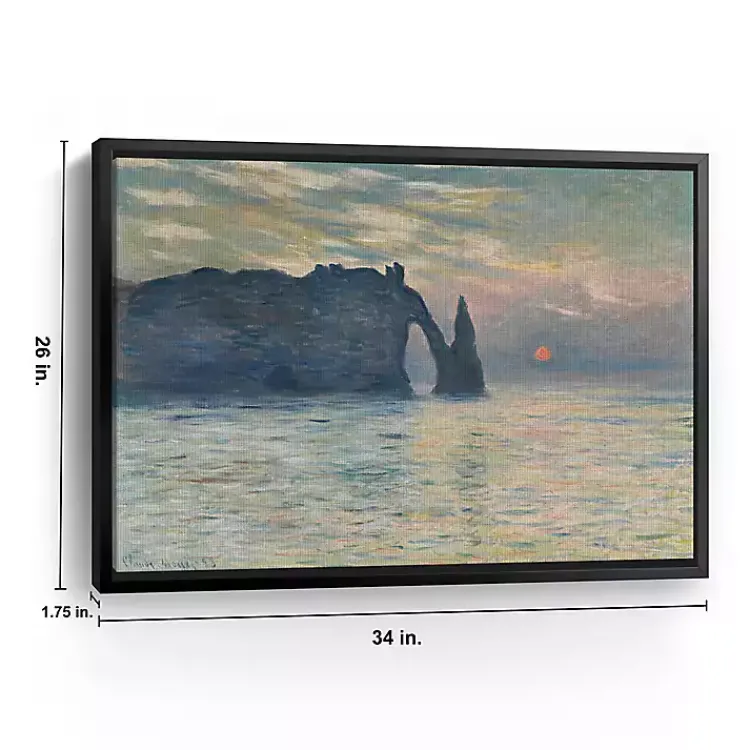 Canvas Art-Kirklands Home The Cliff-Etretat, Sunset Framed Canvas Art Print Blue