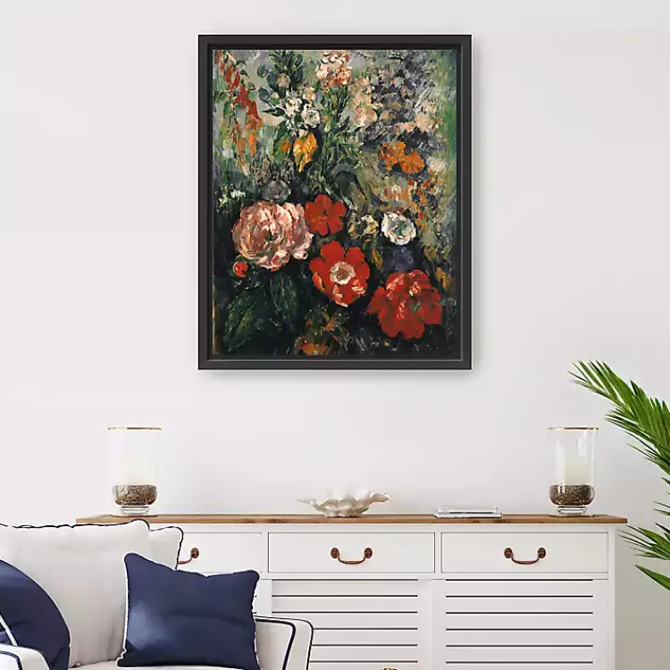 Canvas Art-Kirklands Home Flowers Paul Cezanne Framed Canvas Art Print Multi