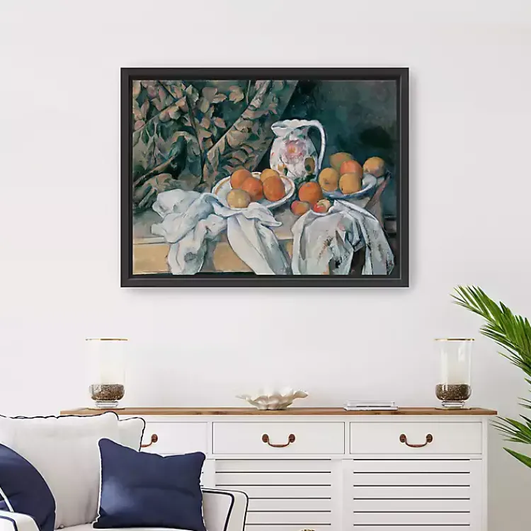 Canvas Art-Kirklands Home Still Life with a Curtain Framed Canvas Art Print Multi