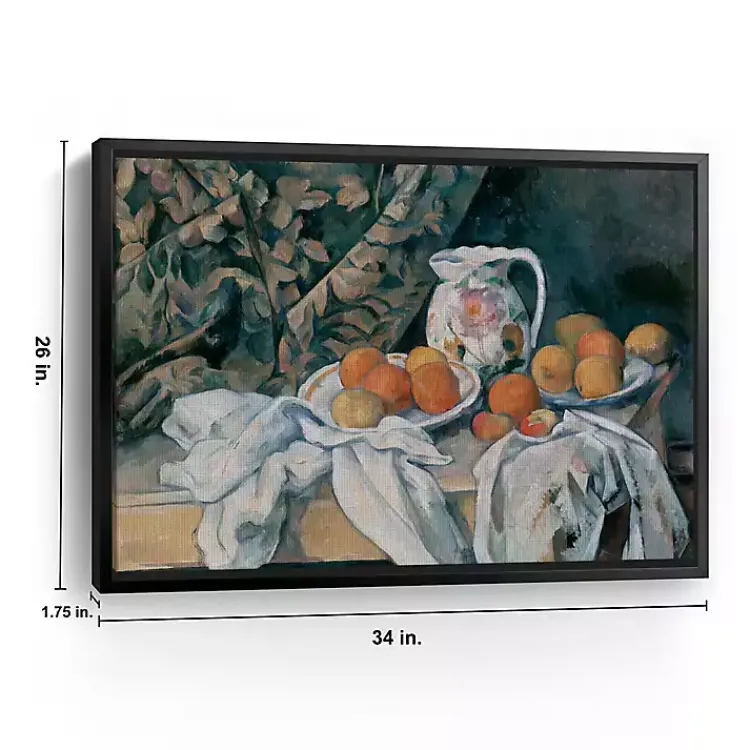 Canvas Art-Kirklands Home Still Life with a Curtain Framed Canvas Art Print Multi
