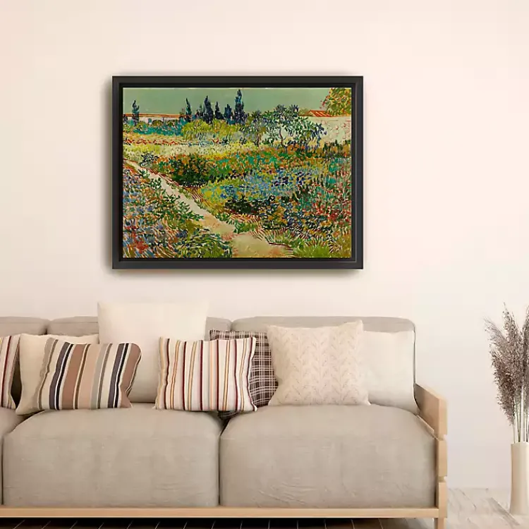Canvas Art-Kirklands Home Flowering Garden Path Canvas Art Print, 42x32 in. Green