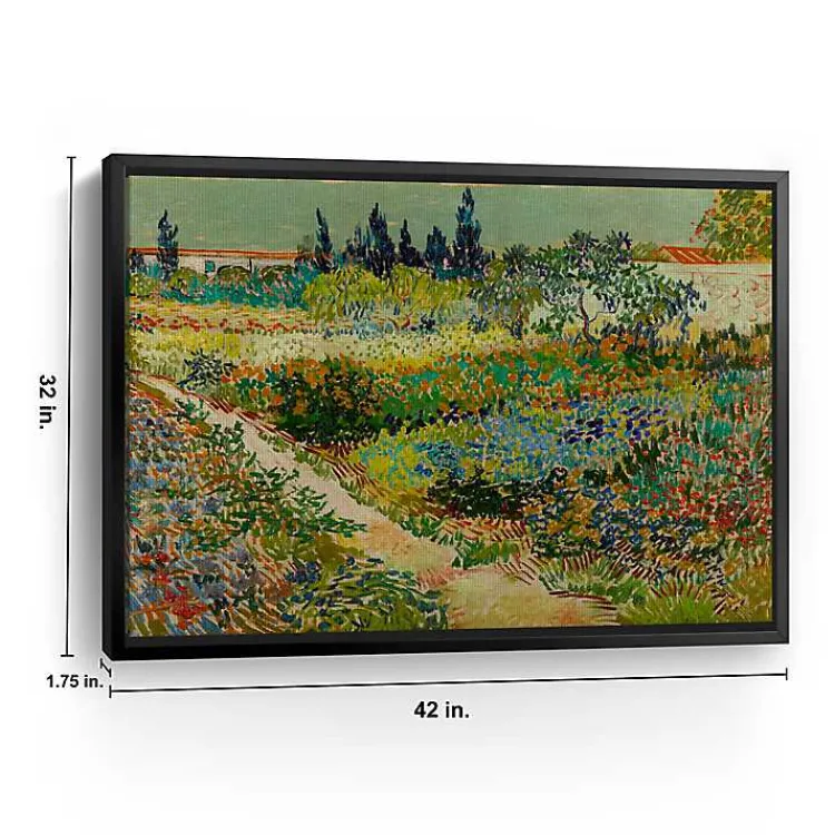 Canvas Art-Kirklands Home Flowering Garden Path Canvas Art Print, 42x32 in. Green