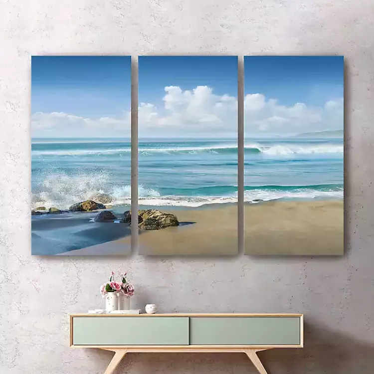 Canvas Art-Kirklands Home Sweeping Blue Canvas Art Prints, Set of 3