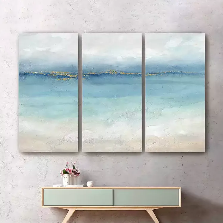 Canvas Art-Kirklands Home Serene Sea Landscape Canvas Art Prints, Set of 3 Blue