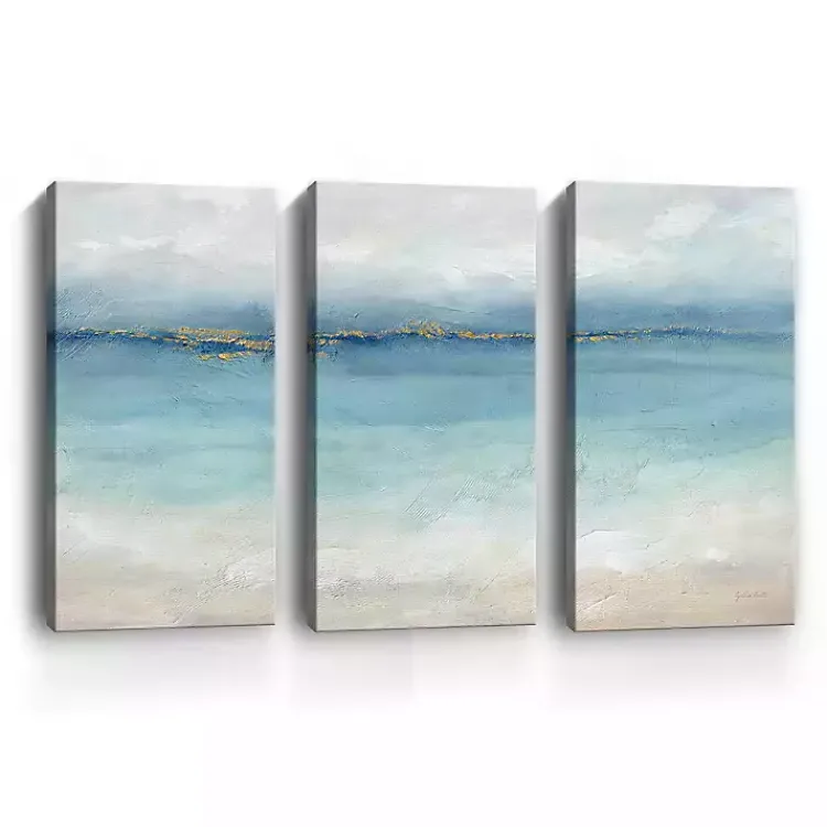Canvas Art-Kirklands Home Serene Sea Landscape Canvas Art Prints, Set of 3 Blue