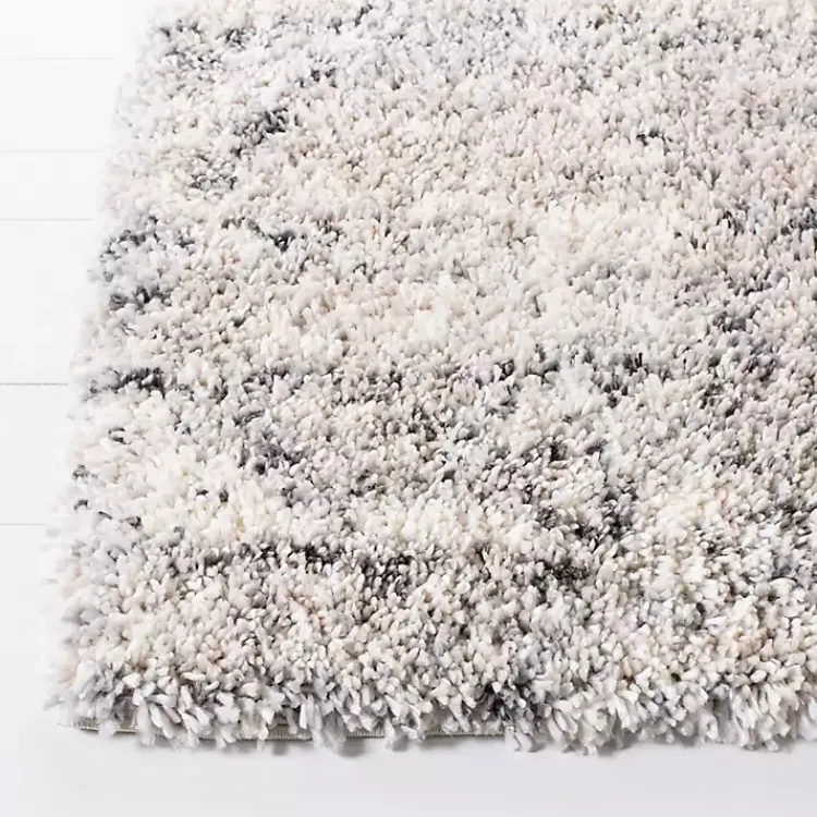 Area Rugs-Kirklands Home Gray and Ivory Fontana Shag Runner, 2x8