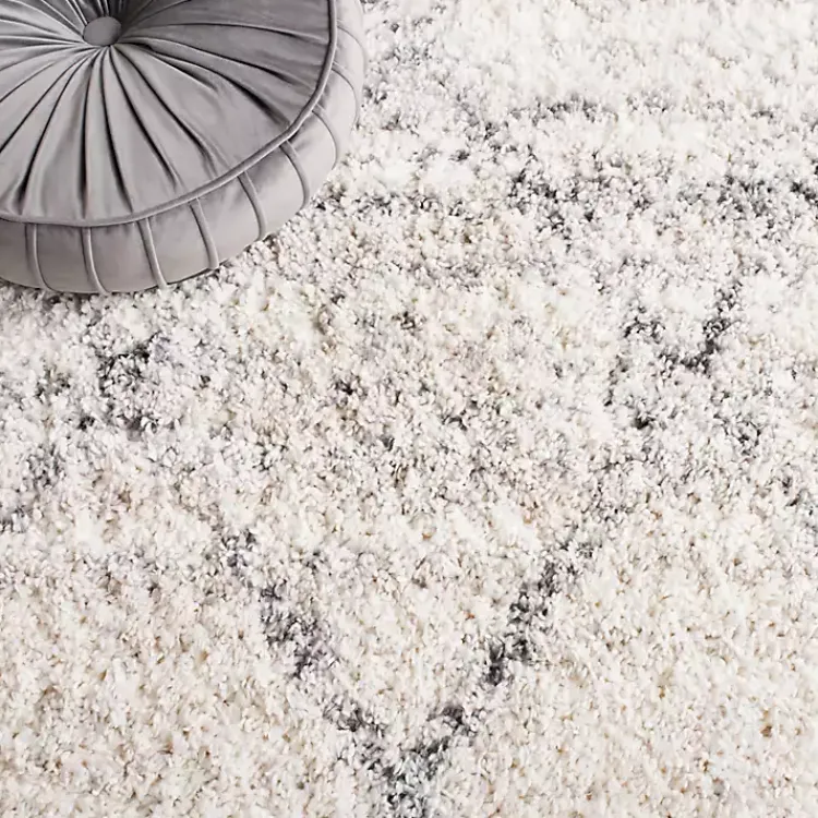 Area Rugs-Kirklands Home Gray and Ivory Fontana Shag Runner, 2x8
