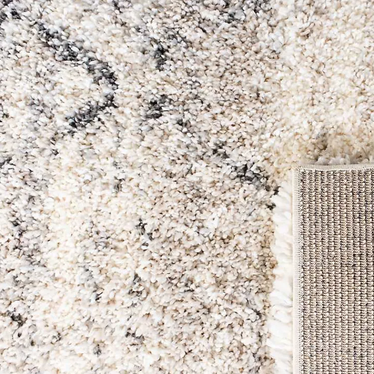Area Rugs-Kirklands Home Gray and Ivory Fontana Shag Runner, 2x8