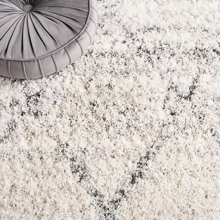 Area Rugs-Kirklands Home Gray and Ivory Fontana Shag Area Rug, 6x6