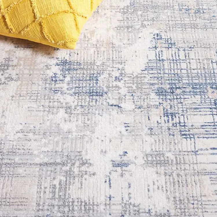 Area Rugs-Kirklands Home Gray and Blue Whisper Abstract Runner, 2x8