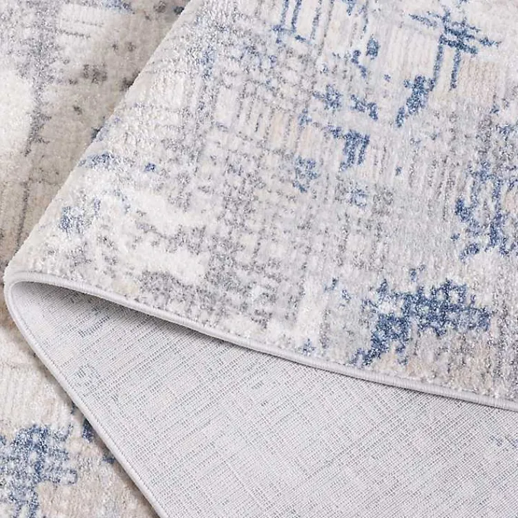 Area Rugs-Kirklands Home Gray and Blue Whisper Abstract Runner, 2x8