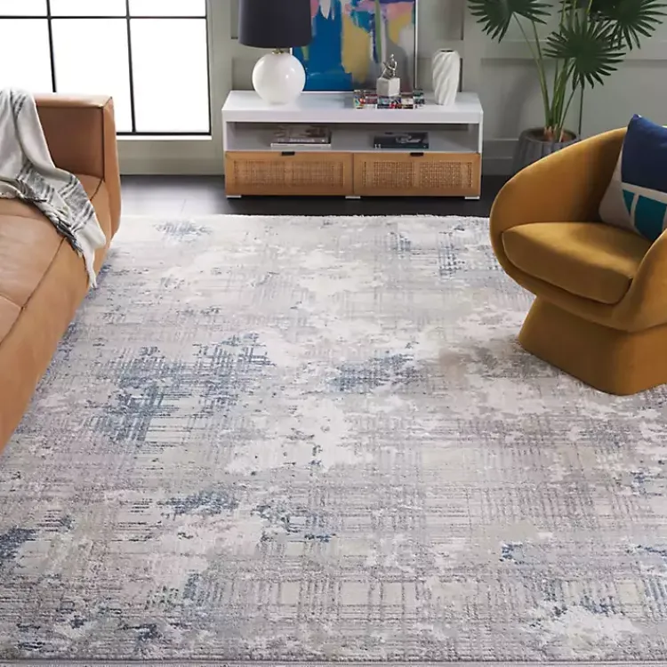 Area Rugs-Kirklands Home Gray and Blue Whisper Abstract Area Rug, 8x10