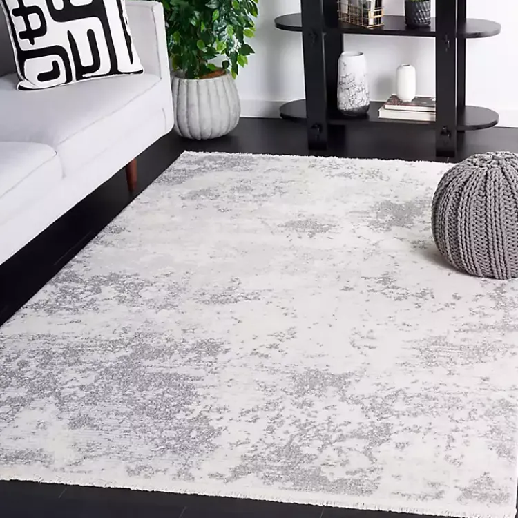 Area Rugs-Kirklands Home Gray and Ivory Whisper Abstract Area Rug, 8x10