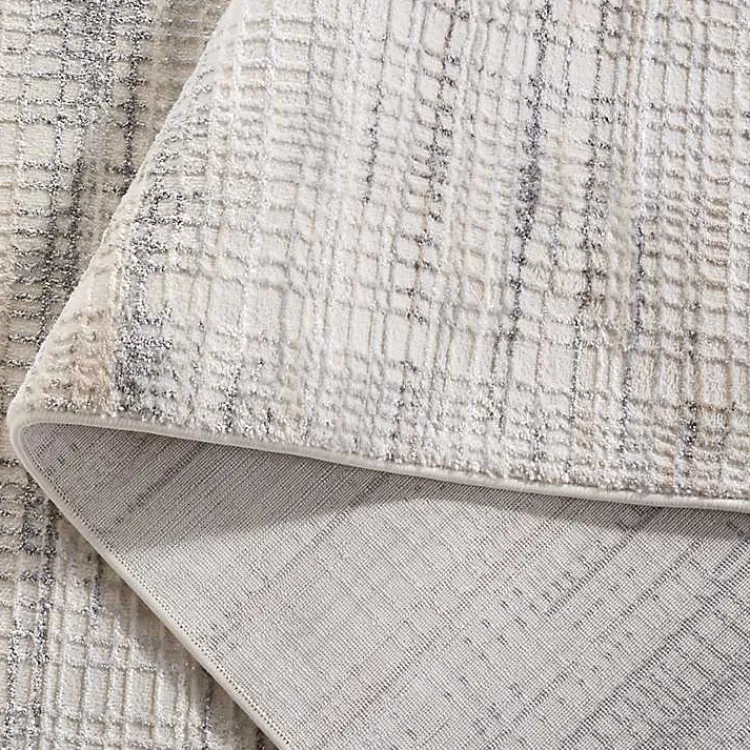 Area Rugs-Kirklands Home Gray and Ivory Whisper Striated Runner, 2x8