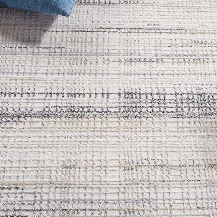 Area Rugs-Kirklands Home Gray and Ivory Whisper Striated Runner, 2x8