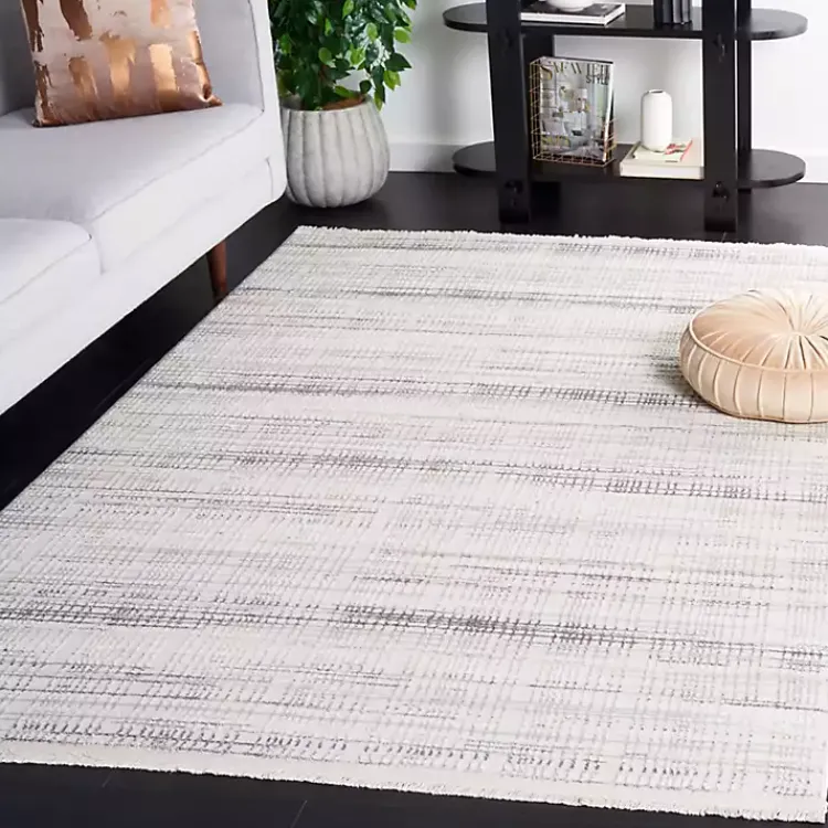 Area Rugs-Kirklands Home Gray and Ivory Whisper Striated Area Rug, 5x7