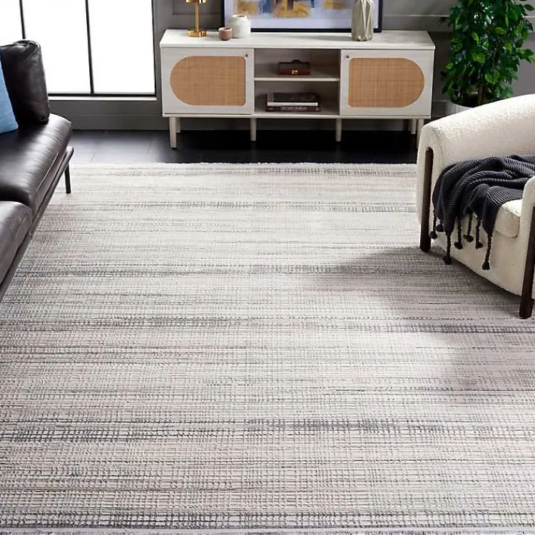 Area Rugs-Kirklands Home Gray and Ivory Whisper Striated Area Rug, 8x10