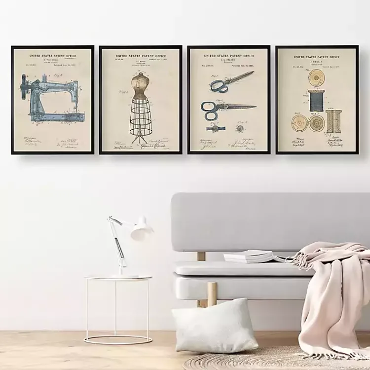 Framed Art-Kirklands Home Sewing Patents Framed Art Print Multi