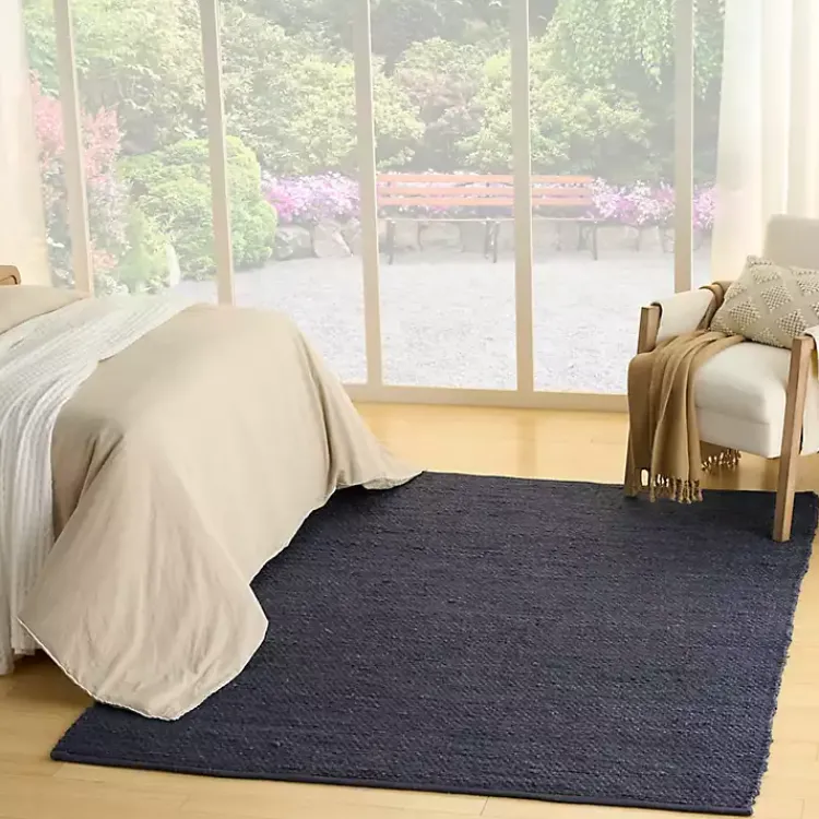 Area Rugs-Kirklands Home Jaxon Navy Natural Jute Area Rug, 8x10 Blue