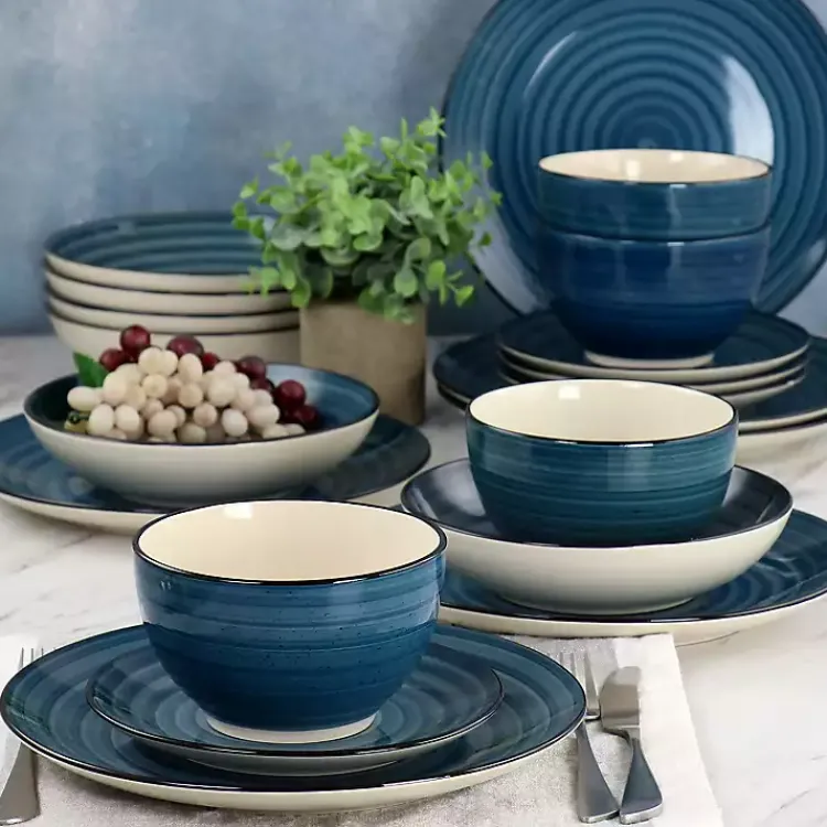 Dinnerware-Kirklands Home Gia Stoneware 24-pc. Dinnerware Set Blue