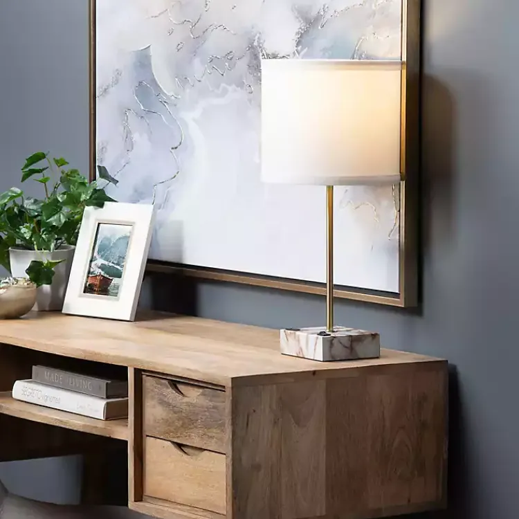Table Lamps-Kirklands Home Gold and Marble USB Charging Table Lamp White