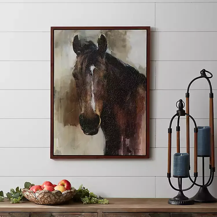 Canvas Art-Kirklands Home Gazing Horse Framed Cavnas Art Print Brown