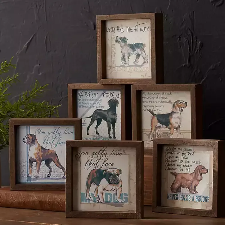 Framed Art-Kirklands Home Sentimental Dogs Framed Art Prints, Set of 6 Multi