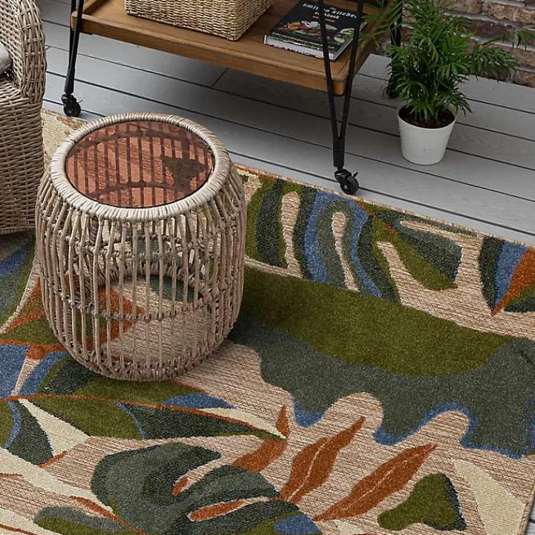 Outdoor Rugs-Kirklands Home North Shore Botanical Outdoor Area Rug, 7x10 Multi