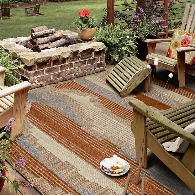 Outdoor Rugs-Kirklands Home Fernandina Outdoor Area Rug, 7x10 Brown
