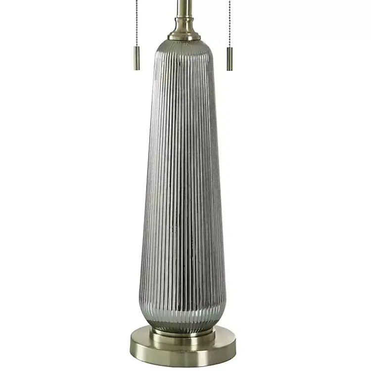 Table Lamps-Kirklands Home Silver Ribbed Glass Table Lamp White