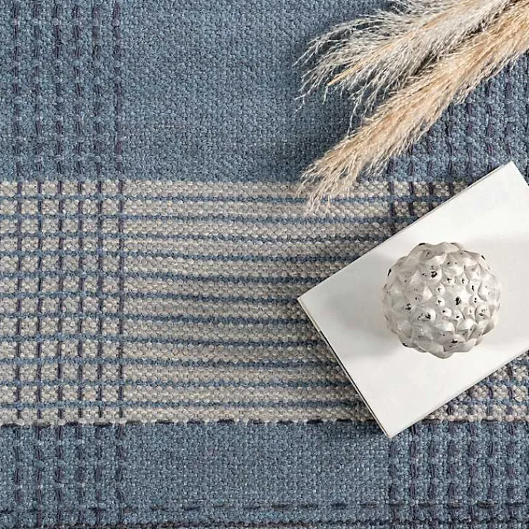 Area Rugs-Kirklands Home Plaid Emily Henderson x RugsUSA Runner, 2x8 Blue